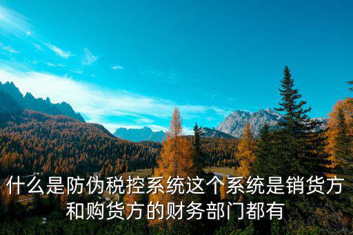 什么是防偽稅控系統(tǒng)這個(gè)系統(tǒng)是銷貨方和購貨方的財(cái)務(wù)部門都有