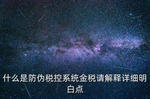 什么是防偽稅控系統(tǒng)金稅請解釋詳細(xì)明白點