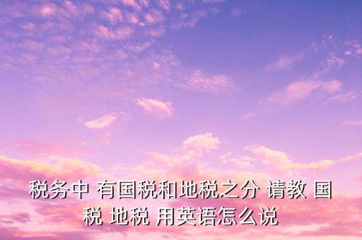 用什么形容稅務(wù)，稅務(wù)中 有國稅和地稅之分 請教 國稅 地稅 用英語怎么說