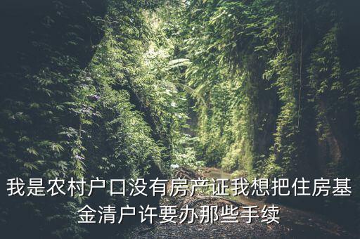 地稅清戶需要什么資料，我是農(nóng)村戶口沒有房產(chǎn)證我想把住房基金清戶許要辦那些手續(xù)