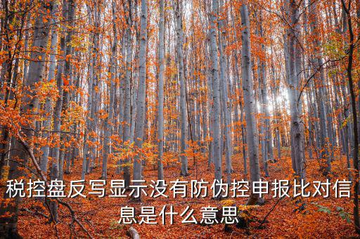 稅控盤反寫顯示沒有防偽控申報(bào)比對信息是什么意思