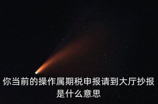 抄報 申報是什么，你當(dāng)前的操作屬期稅申報請到大廳抄報是什么意思