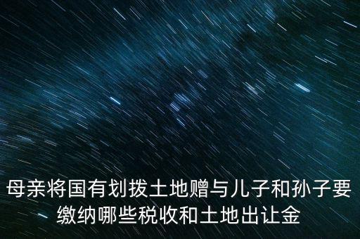 土地贈(zèng)送要交什么稅，母親將國有劃撥土地贈(zèng)與兒子和孫子要繳納哪些稅收和土地出讓金