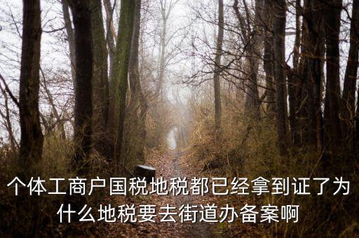為什么要到國稅地稅備案，個體工商戶國稅地稅都已經(jīng)拿到證了為什么地稅要去街道辦備案啊