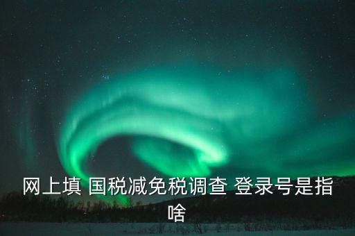 稅收調(diào)查網(wǎng)上是什么，網(wǎng)上填 國(guó)稅減免稅調(diào)查 登錄號(hào)是指啥