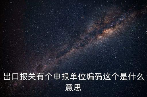 出口報(bào)關(guān)有個申報(bào)單位編碼這個是什么意思
