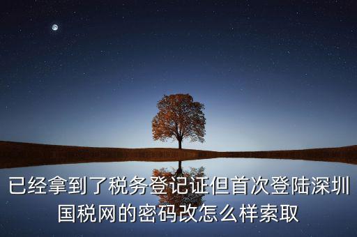 已經(jīng)拿到了稅務登記證但首次登陸深圳國稅網(wǎng)的密碼改怎么樣索取
