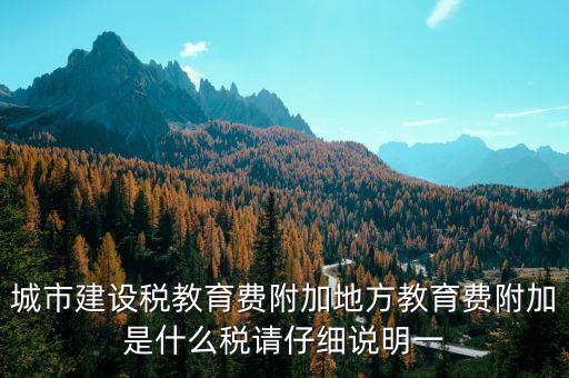 地方附加稅是什么，城市建設(shè)稅教育費(fèi)附加地方教育費(fèi)附加是什么稅請仔細(xì)說明一