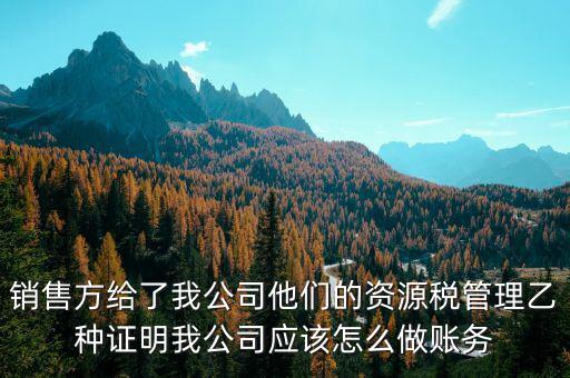 什么叫資源稅甲乙種證明，銷售方給了我公司他們的資源稅管理乙種證明我公司應(yīng)該怎么做賬務(wù)