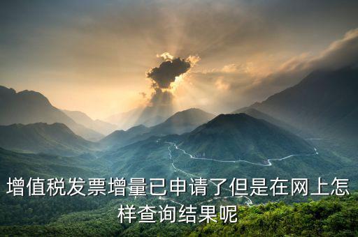 增值稅發(fā)票增量已申請了但是在網(wǎng)上怎樣查詢結果呢