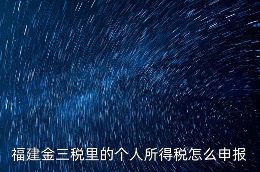 福建金三稅里的個人所得稅怎么申報