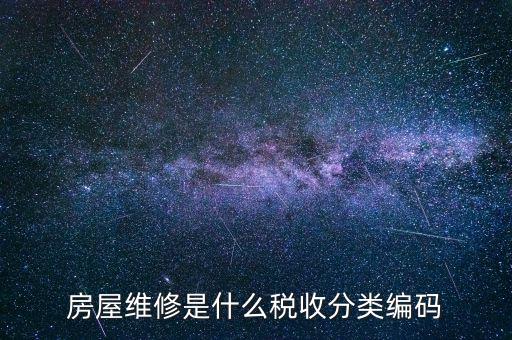 如何維護(hù)稅收分類編碼，房屋維修是什么稅收分類編碼
