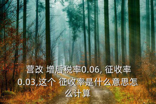  營改 增后稅率0.06, 征收率0.03,這個 征收率是什么意思怎么計(jì)算