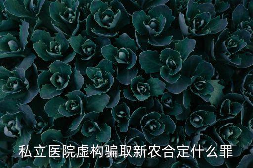 私立醫(yī)院騙國家醫(yī)保上千萬什么罪，私立醫(yī)院虛構(gòu)騙取新農(nóng)合定什么罪