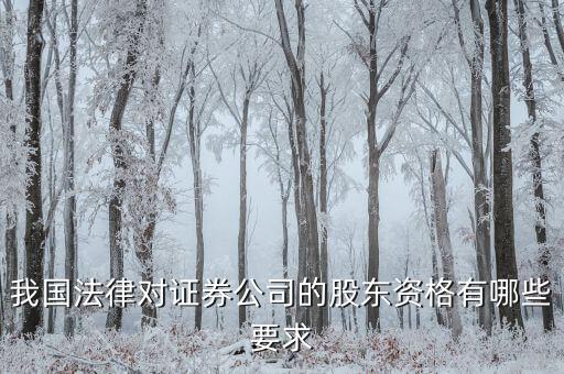 金融公司應(yīng)引入什么樣的股東，我國法律對證券公司的股東資格有哪些要求