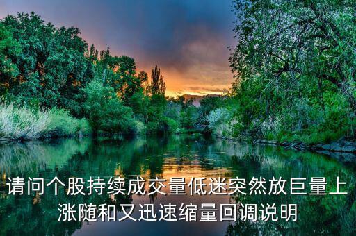 請問個股持續(xù)成交量低迷突然放巨量上漲隨和又迅速縮量回調說明