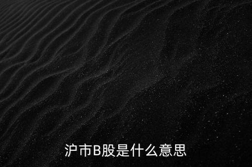 滬深b股是什么意思，滬市B股是什么意思
