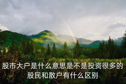 炒股大戶是什么意思，股票中的大戶是什么意思