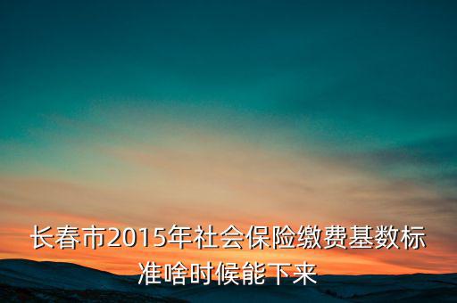 長春市2015年社會保險繳費(fèi)基數(shù)標(biāo)準(zhǔn)啥時候能下來
