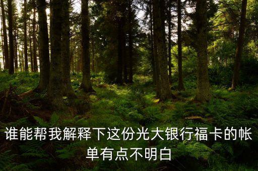 光大的賬單明細(xì)都什么意思，誰能幫我解釋下這份光大銀行福卡的帳單有點不明白
