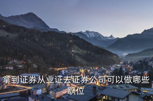 去宏信證券有限責任公司能做什么，拿到證券從業(yè)證去證券公司可以做哪些職位