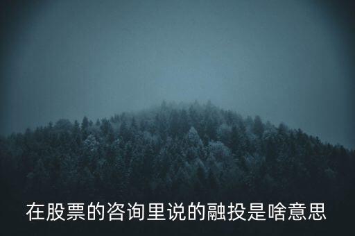 在股票的咨詢(xún)里說(shuō)的融投是啥意思