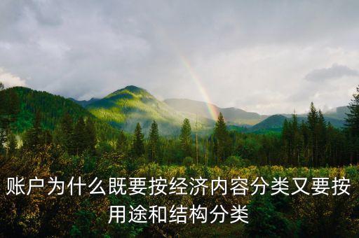 賬戶為什么既要按經(jīng)濟內(nèi)容分類又要按用途和結(jié)構(gòu)分類