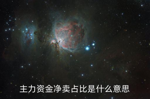 主力凈額占比什么意思，什么叫主力凈占比