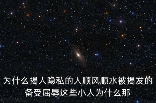 人們?yōu)槭裁赐春尥踅×?，為什么揭人隱私的人順風(fēng)順?biāo)唤野l(fā)的備受屈辱這些小人為什么那