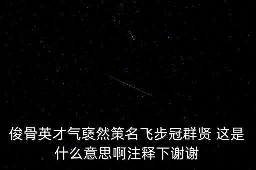 駿環(huán)升旺是什么，俊骨英才氣褎然策名飛步冠群賢 這是什么意思啊注釋下謝謝