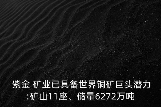  紫金 礦業(yè)已具備世界銅礦巨頭潛力:礦山11座、儲(chǔ)量6272萬(wàn)噸