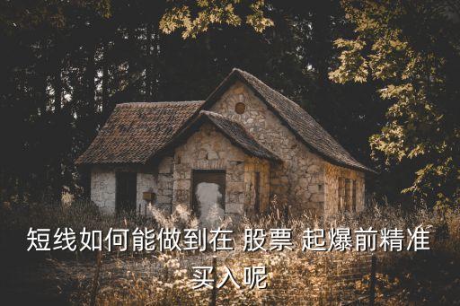 短線如何能做到在 股票 起爆前精準(zhǔn)買(mǎi)入呢