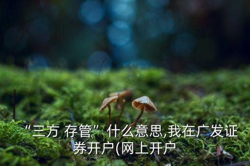 “三方 存管”什么意思,我在廣發(fā)證券開戶(網上開戶