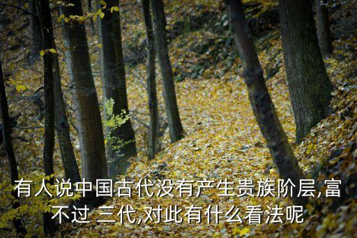 有人說中國(guó)古代沒有產(chǎn)生貴族階層,富不過 三代,對(duì)此有什么看法呢