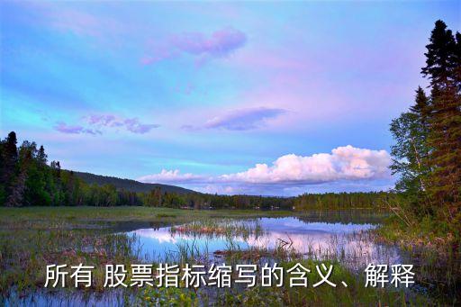 所有 股票指標(biāo)縮寫的含義、解釋