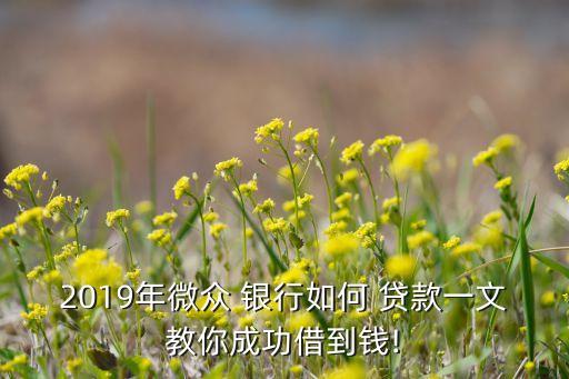 2019年微眾 銀行如何 貸款一文教你成功借到錢(qián)!