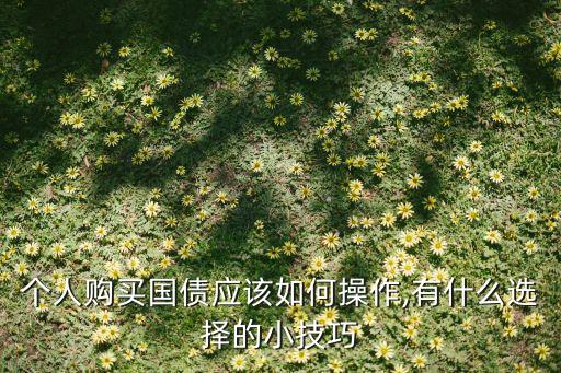個(gè)人購(gòu)買(mǎi)國(guó)債應(yīng)該如何操作,有什么選擇的小技巧