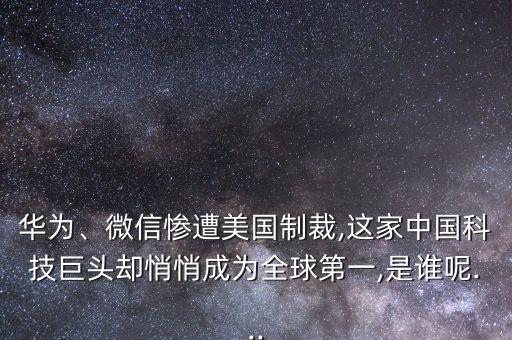 華為、微信慘遭美國(guó)制裁,這家中國(guó)科技巨頭卻悄悄成為全球第一,是誰(shuí)呢...