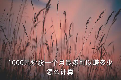 一只股票賺多少賣,怎么算一只股票賺了多少錢(qián)