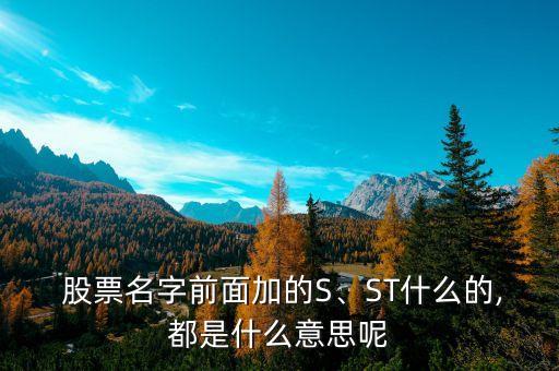  股票名字前面加的S、ST什么的,都是什么意思呢