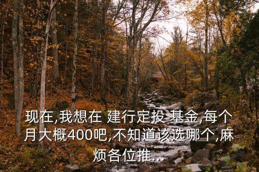 現在,我想在 建行定投 基金,每個月大概400吧,不知道該選哪個,麻煩各位推...