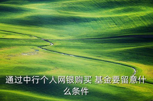 通過(guò)中行個(gè)人網(wǎng)銀購(gòu)買 基金要留意什么條件