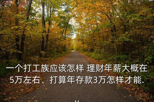 一個(gè)打工族應(yīng)該怎樣 理財(cái)年薪大概在5萬左右、打算年存款3萬怎樣才能...