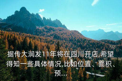 據(jù)傳大潤發(fā)11年將在四川開店,希望得知一些具體情況,比如位置、面積、預(yù)...