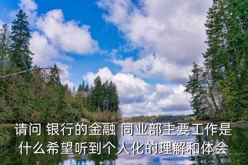 請問 銀行的金融 同業(yè)部主要工作是什么希望聽到個(gè)人化的理解和體會
