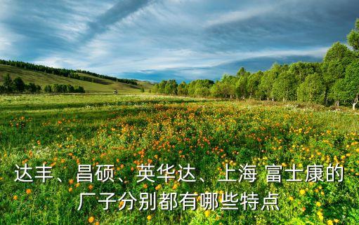 達豐、昌碩、英華達、上海 富士康的廠子分別都有哪些特點