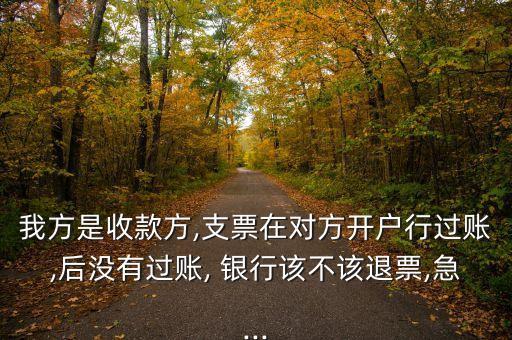 我方是收款方,支票在對(duì)方開(kāi)戶(hù)行過(guò)賬,后沒(méi)有過(guò)賬, 銀行該不該退票,急...