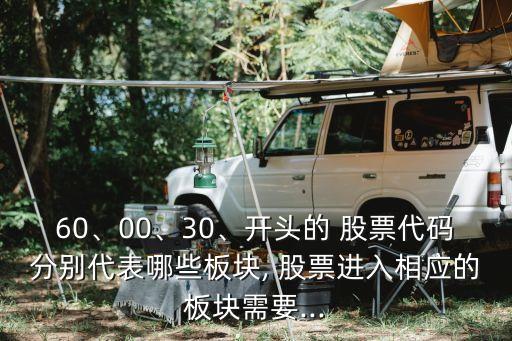 60、00、30、開頭的 股票代碼分別代表哪些板塊, 股票進入相應的板塊需要...