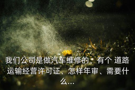 我們公司是做汽車維修的、有個 道路 運輸經(jīng)營許可證、怎樣年審、需要什么...