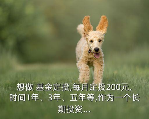 想做 基金定投,每月定投200元,時間1年、3年、五年等,作為一個長期投資...